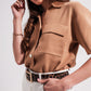 Camel knit short sleeve jumper