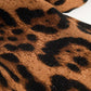 camel Leopard print fluffy knit scarf with rhinestone details