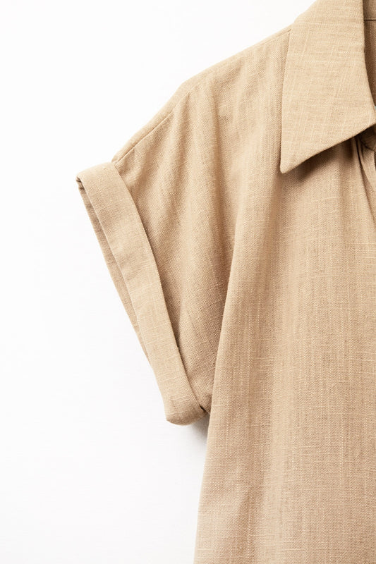 Camel playsuit with Tie Closing at the Side