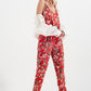 Cami strap jumpsuit in red floral print