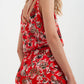 Cami strap jumpsuit in red floral print