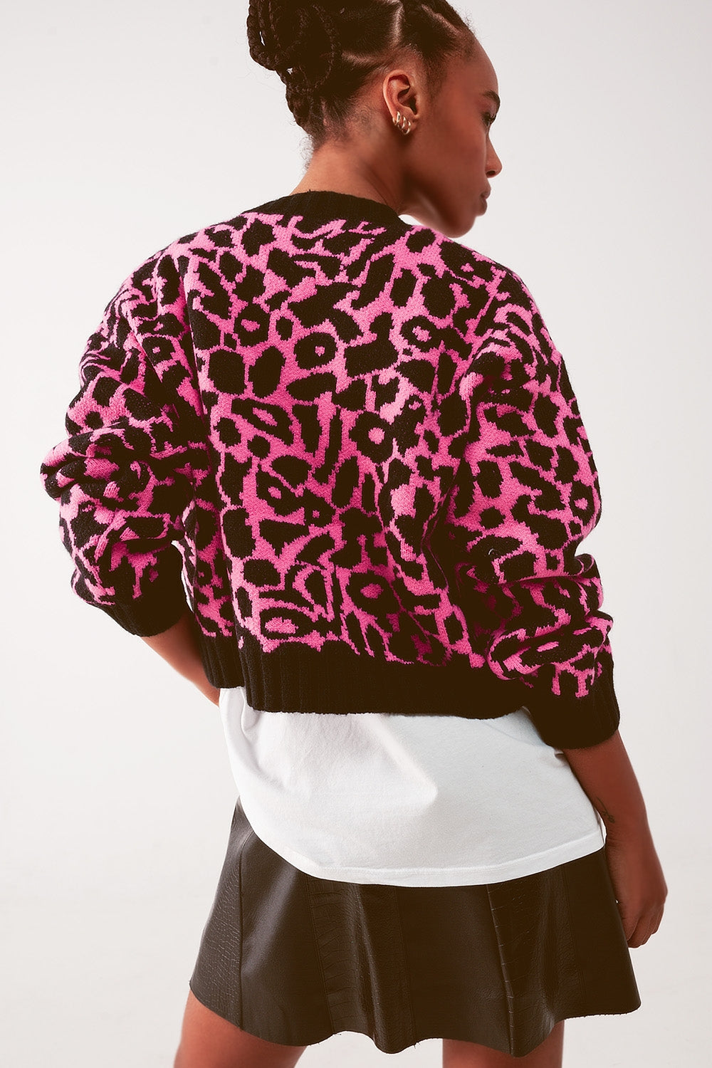 Cardi in fuchsia animal