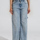 Q2 Cargo Style Bleached Jeans With Belt Like Strap Details At The Waist