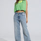 Cargo Style Bleached Jeans With Belt Like Strap Details At The Waist