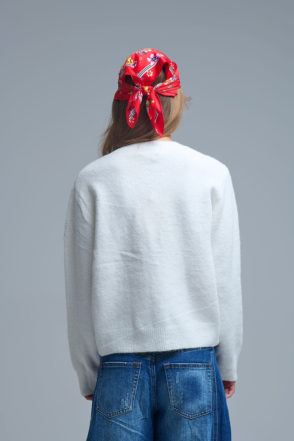 Charming White Cardigan with Heart Buttons