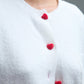 Charming White Cardigan with Heart Buttons