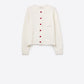 Charming White Cardigan with Heart Buttons