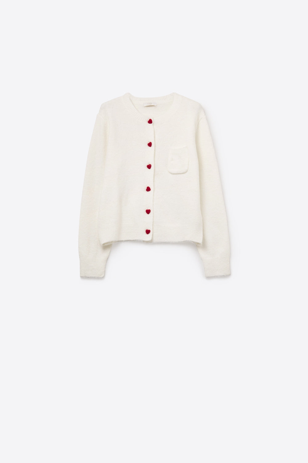 Charming White Cardigan with Heart Buttons
