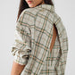 Checked Shirt With Back Opening In Beige