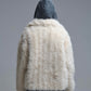 Chic beige Faux Fur Jacket with a wide neck