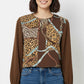 Chic brown Cropped Top with Abstract Print