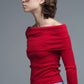 Q2 Chic Off-Shoulder Red Knit Top