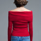 Chic Off-Shoulder Red Knit Top