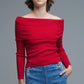 Chic Off-Shoulder Red Knit Top