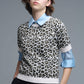 Chic Short Sleeve Leopard Print Sweater