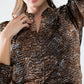 chiffon blouse in brown leopard print