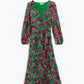 Chiffon maxi Dress With Floral Print in Green