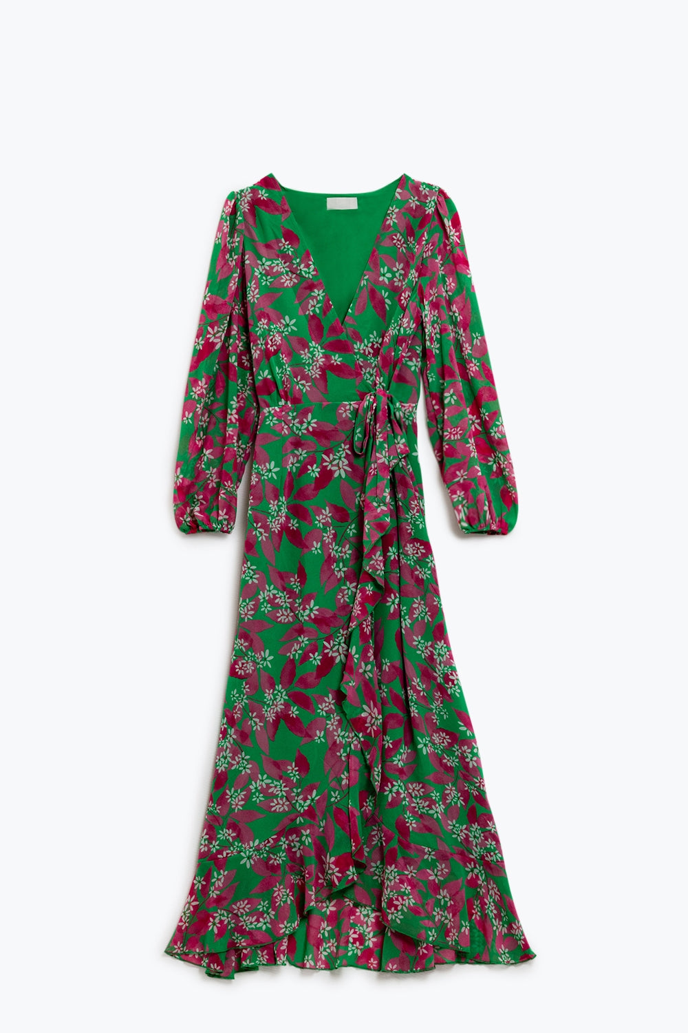 Chiffon maxi Dress With Floral Print in Green