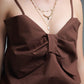 Chocolate Brown poplin crop top with bow detail