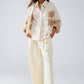 Chunky Knit Striped Cardigan With Sequin Details in Cream