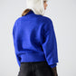 chunky knit sweater in blue with turtleneck