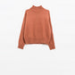 Q2 chunky knit sweater in camel with turtleneck