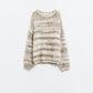 Q2 Chunky-knit sweater with marled design in beige