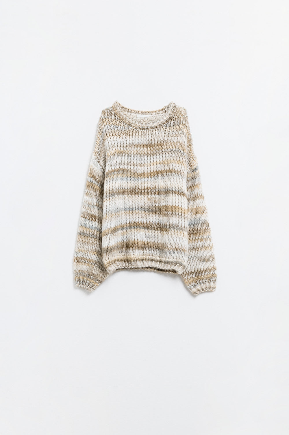 Q2 Chunky-knit sweater with marled design in beige