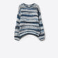 Q2 Chunky-knit sweater with marled design in blue