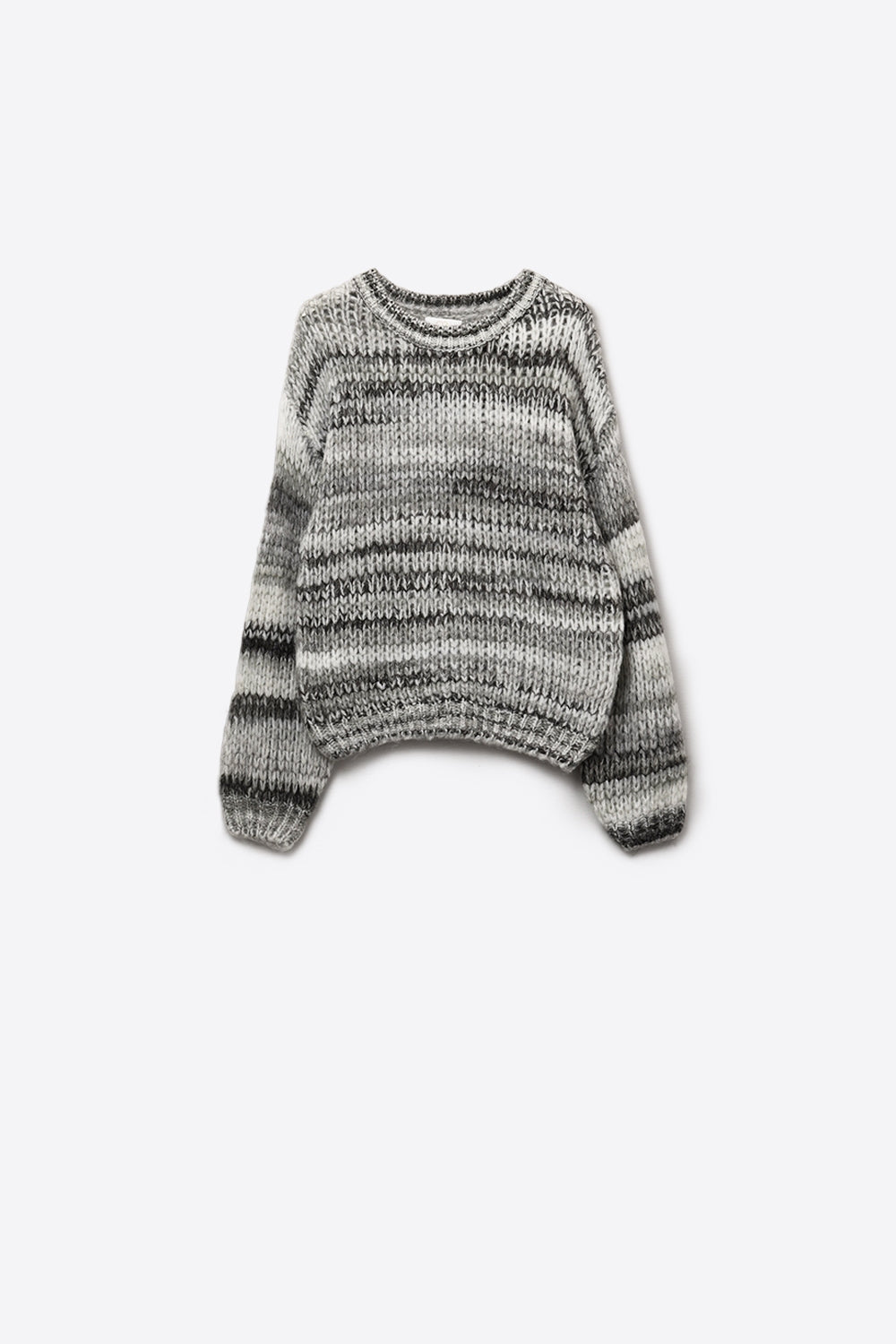 Q2 Chunky-knit sweater with marled design in gray