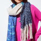 Chunky scarf with stripes in blue