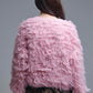Chunky Shag Style Fluffy Knitted Cardigan in Pink
