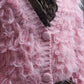 Chunky Shag Style Fluffy Knitted Cardigan in Pink