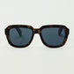 Q2 Chunky Square Sunglasses With  Dark Brown Tortoise Shell Frame