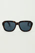 Q2 Chunky Square Sunglasses With  Dark Brown Tortoise Shell Frame