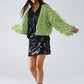 Chunky Textured Cardigan in Green with Long Fringe