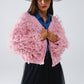 Q2 Chunky Textured Cardigan in Pink with Long Fringe