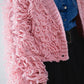 Chunky Textured Cardigan in Pink with Long Fringe