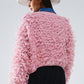 Chunky Textured Cardigan in Pink with Long Fringe