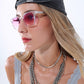 Clear Sunglasses with Pink Gradient Lenses