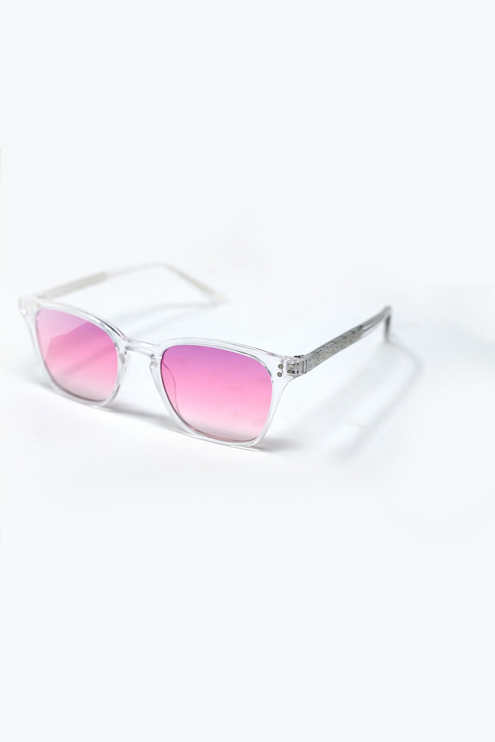 Clear Sunglasses with Pink Gradient Lenses