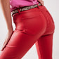 Q2 Coated pants in red