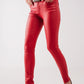 Coated pants in red