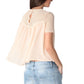 Coral swing top with floral lace insert