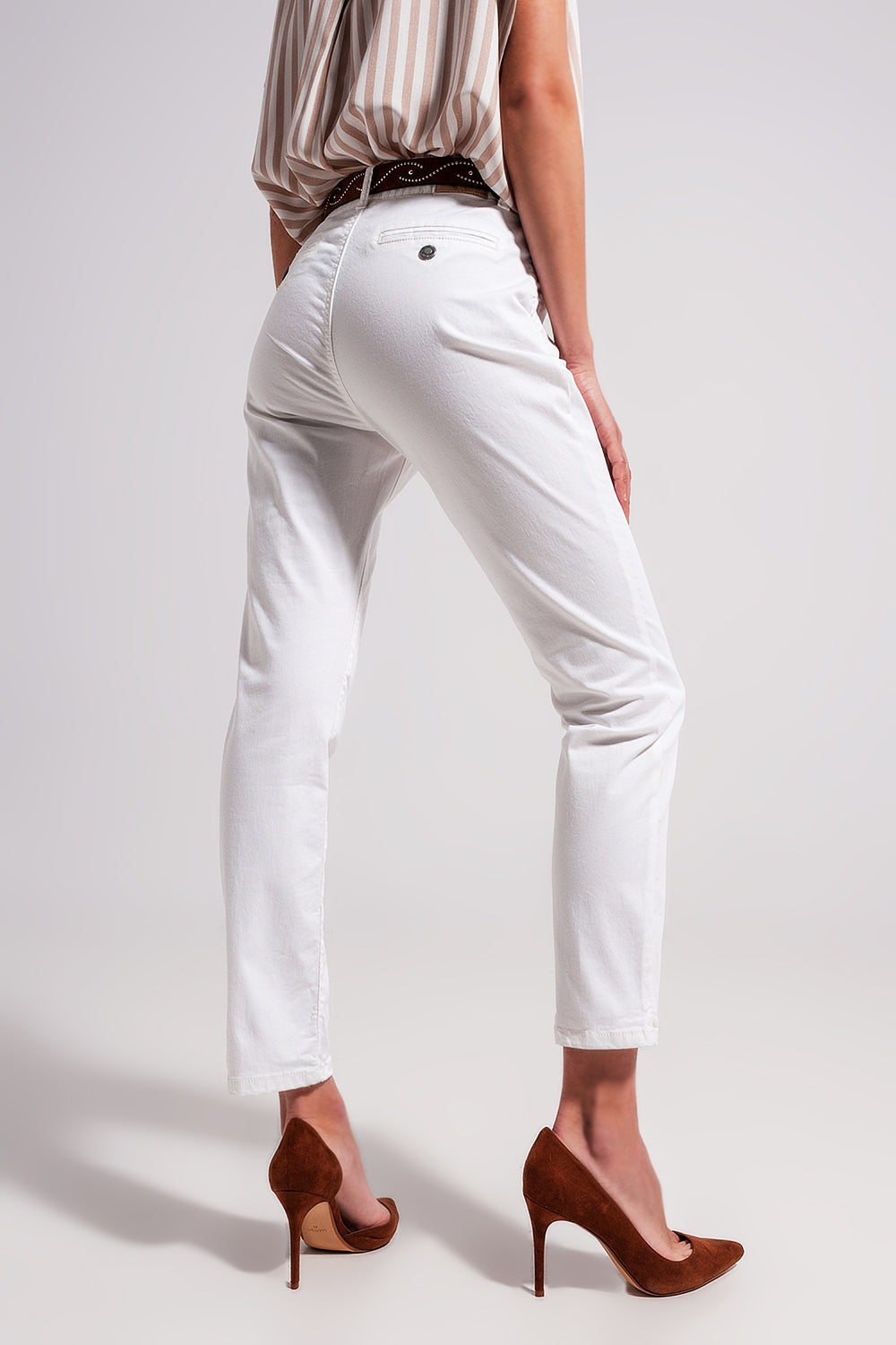 Pantalón de mezcla de algodón en blanco