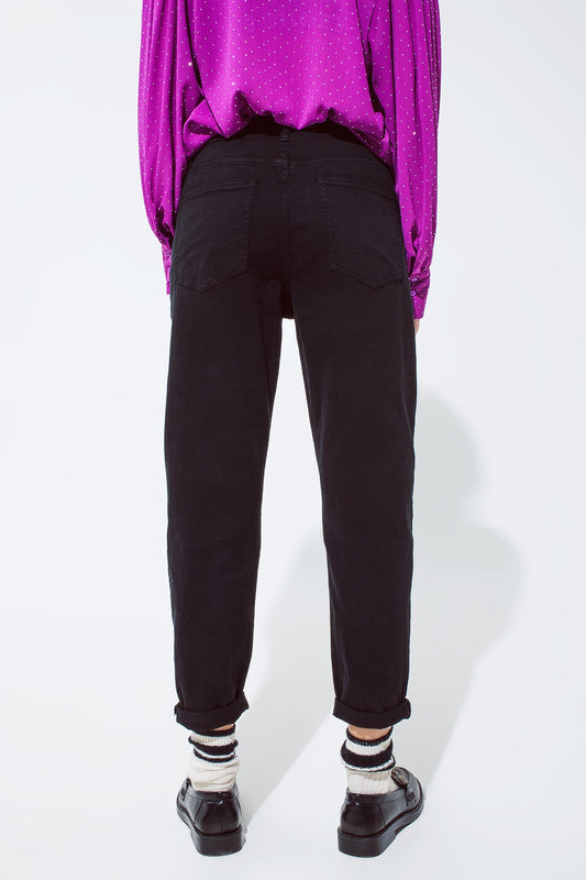 Vaqueros negros holgados de talle medio de algodón