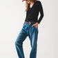 Cotton skater tapered carpenter jeans in mid wash