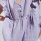 Cotton tank top with ruffle sleeves in lilac