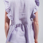 Cotton tank top with ruffle sleeves in lilac