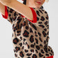 cozy panther print sweater shirt with red edges